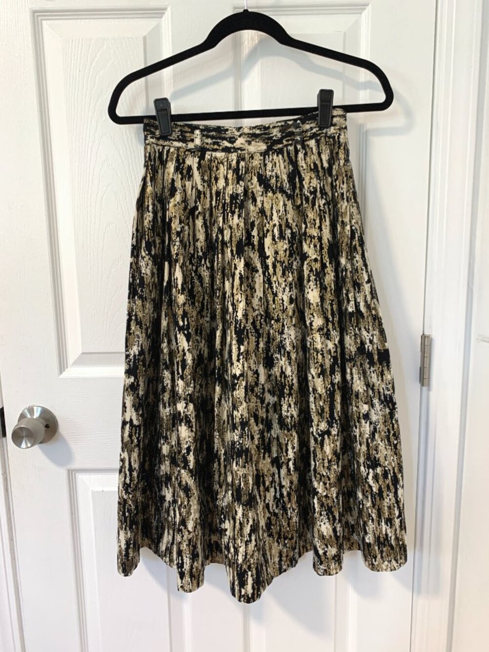 Vintage Handmade Full A Line Midi Skirt, Foiled Brushed Cotton fits XS